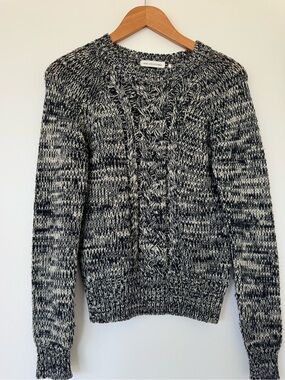 Isabel Marant Etoile Marled Black & White Cable Crewneck Sweater